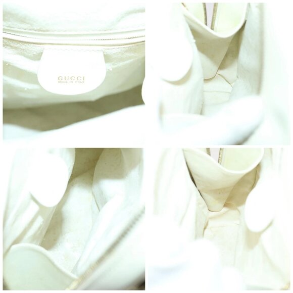 GUCCI Bamboo Body Bag Patent leather White Gold 003 3444 0127 Auth 137949 - Picture 15 of 15